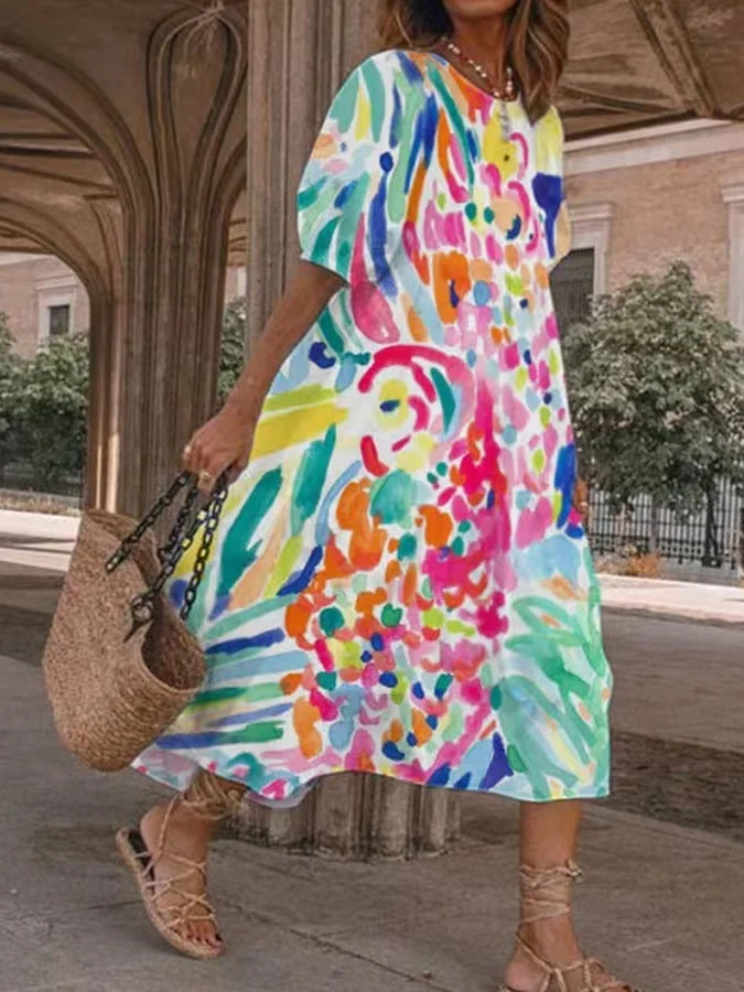 LP | Teresa abito casual artistico con stampa floreale per donna