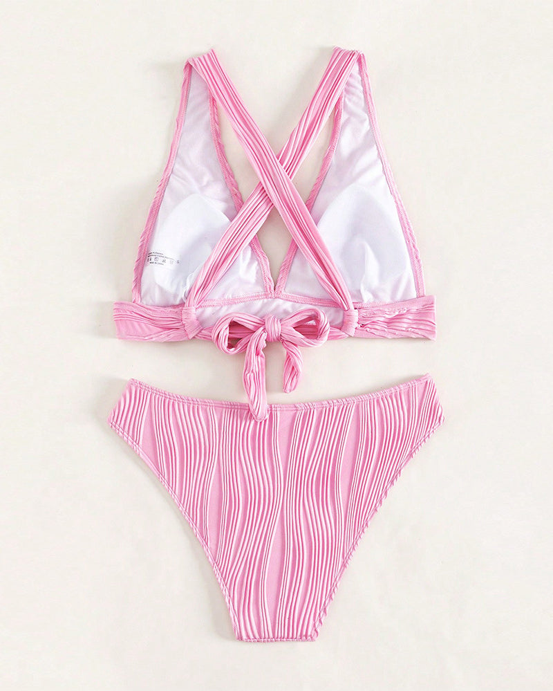 LP | Bikini sexy monocolore con profondo scollo a V