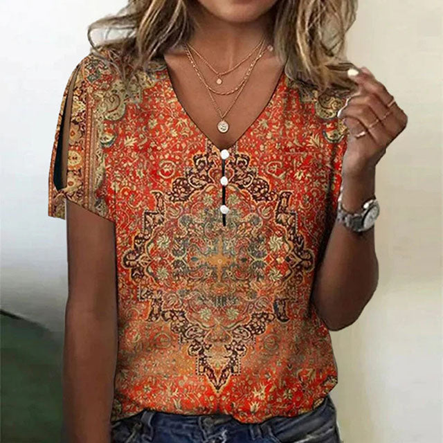 LP | Camicia con scollo a V in stile vintage