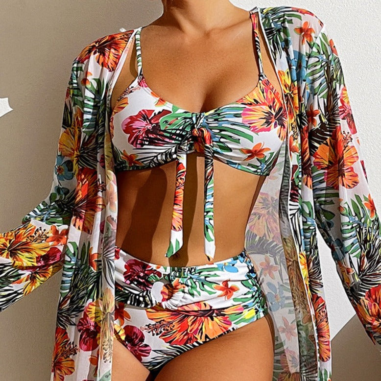 LP | Bikini 3 pezzi a fiori con copricostume