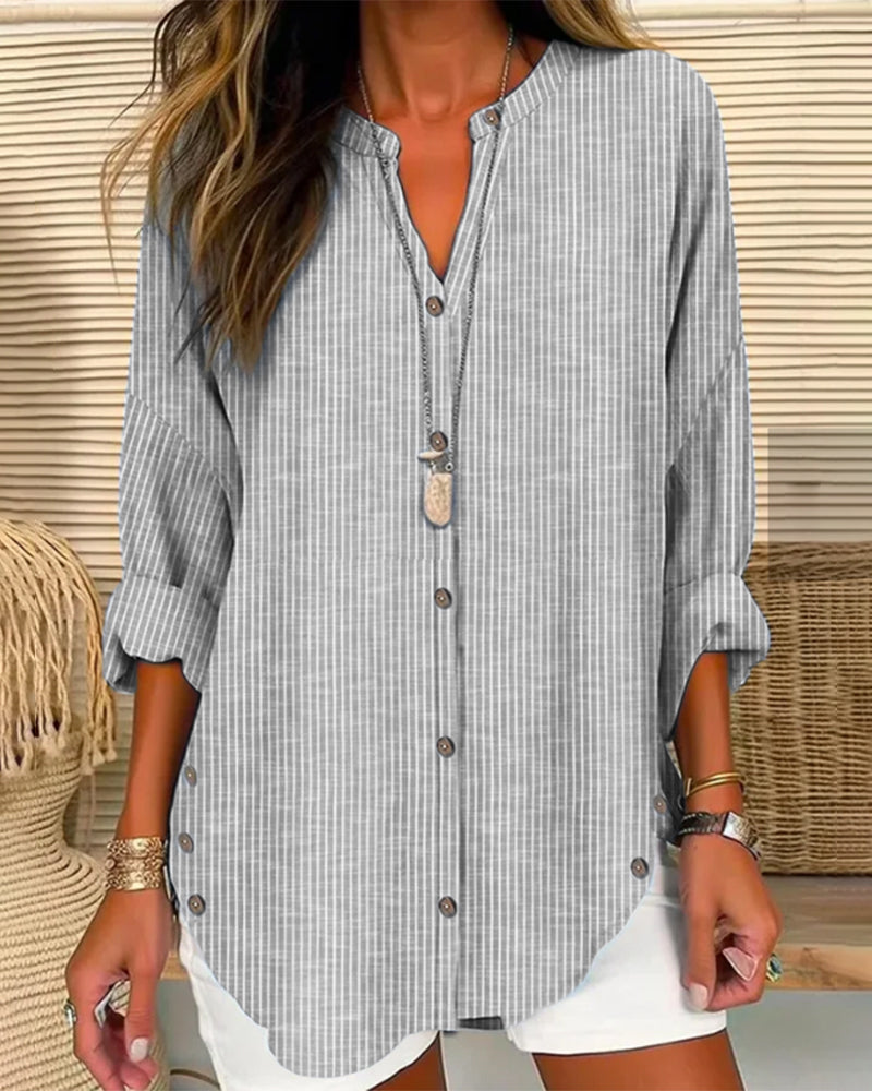 LP | Top alla moda con stampa a righe e scollo a V