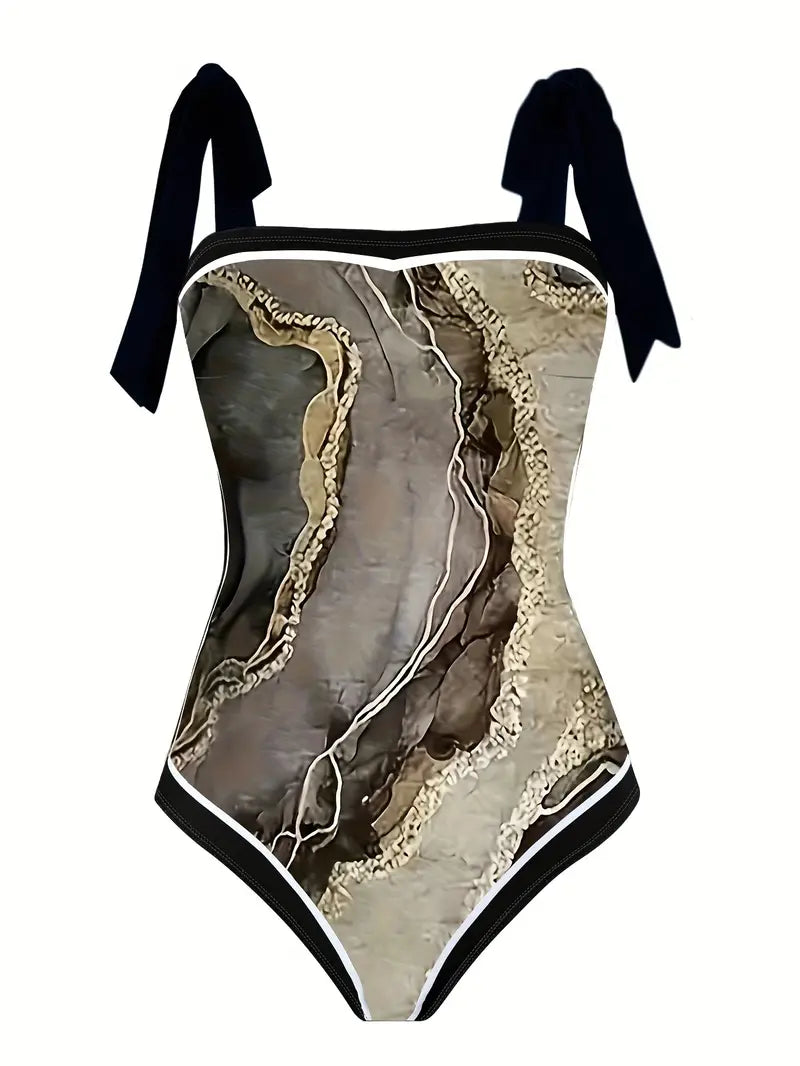 LP | Elegante costume da bagno e gonna con stampa marmo in un unico pezzo