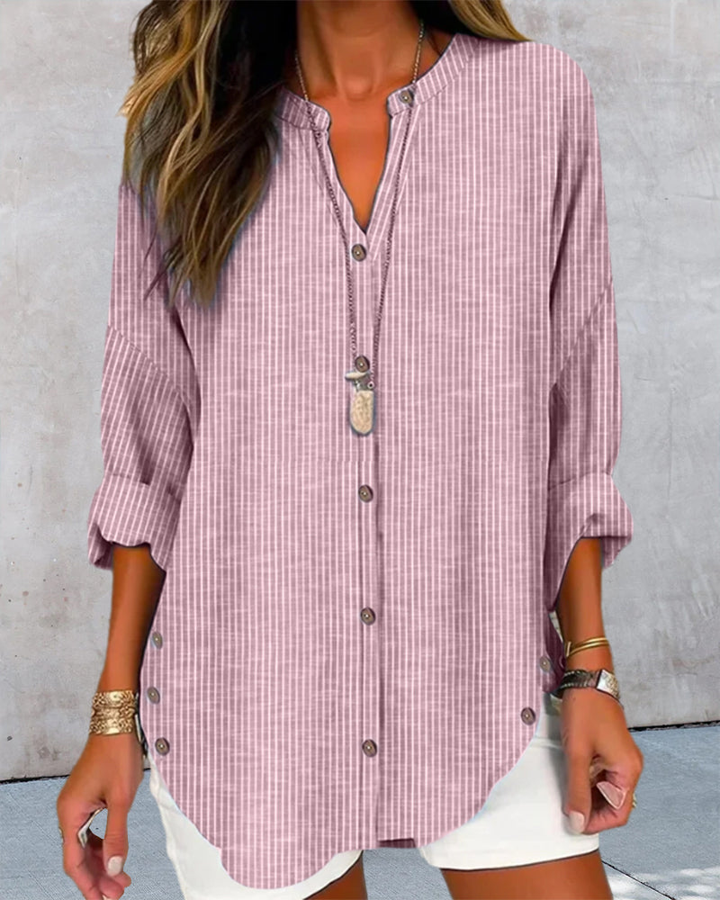 LP | Top alla moda con stampa a righe e scollo a V
