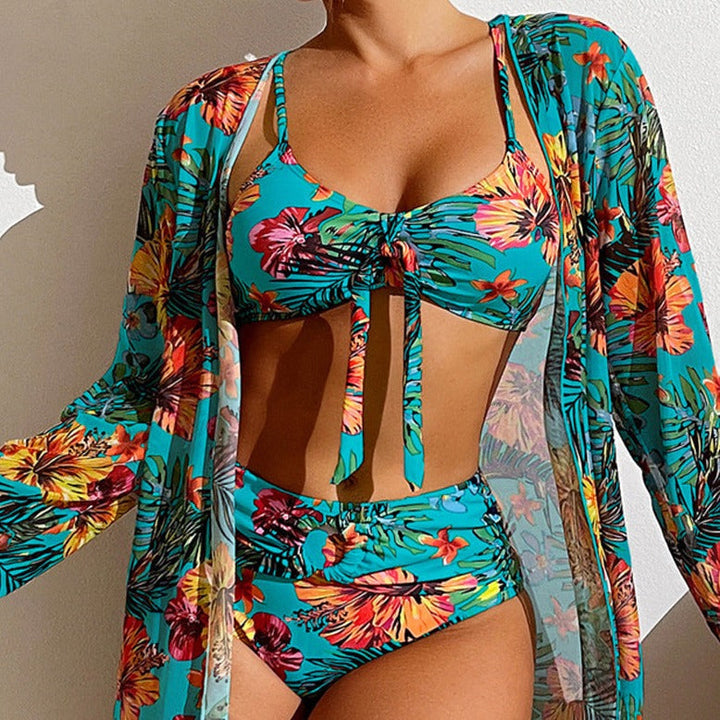 LP | Bikini 3 pezzi a fiori con copricostume