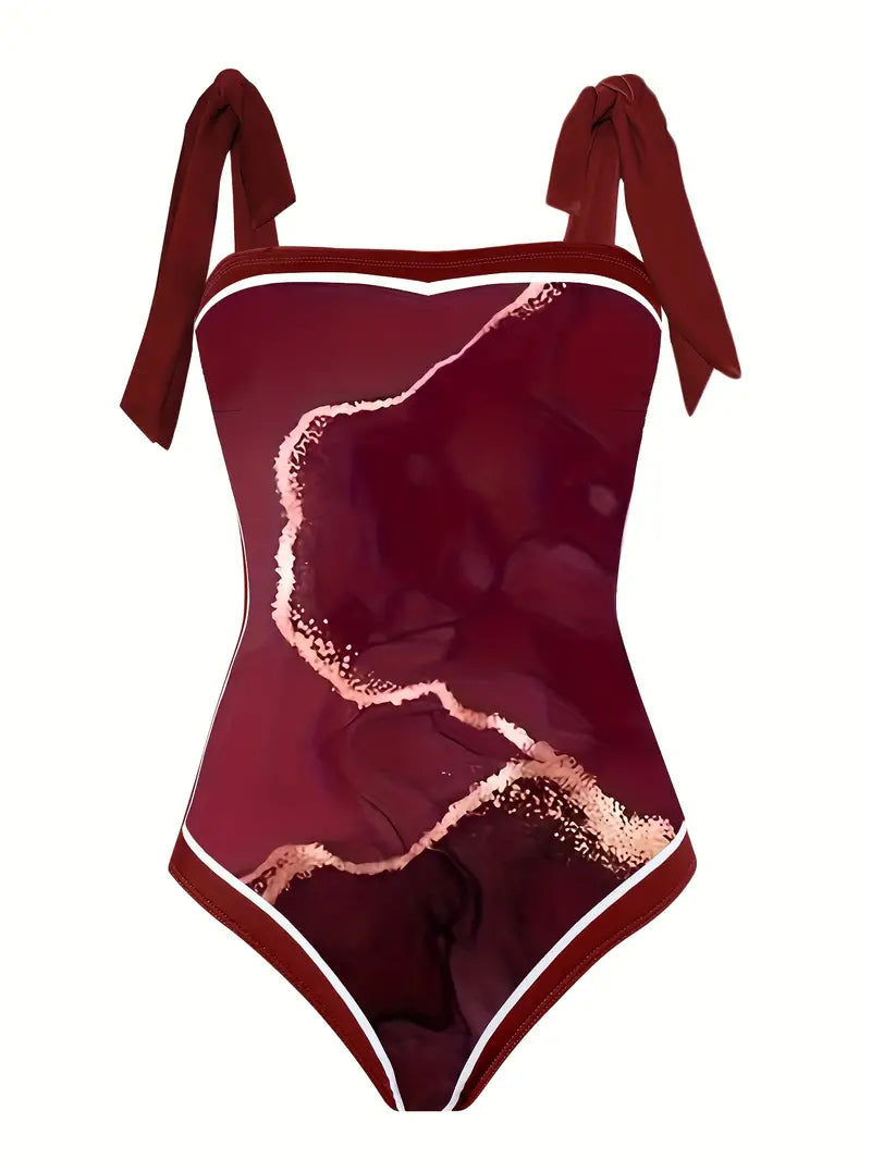 LP | Elegante costume da bagno e gonna con stampa marmo in un unico pezzo