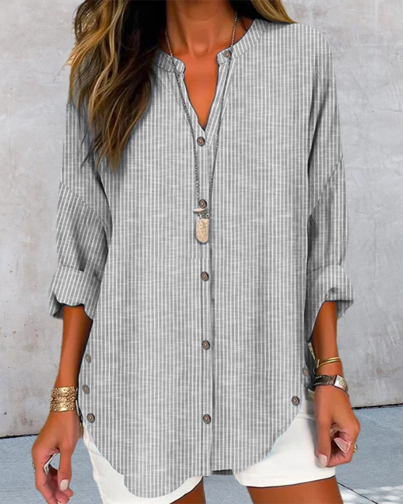 LP | Top alla moda con stampa a righe e scollo a V