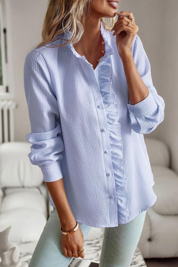 LP | Camicia a maniche lunghe blu con stampa