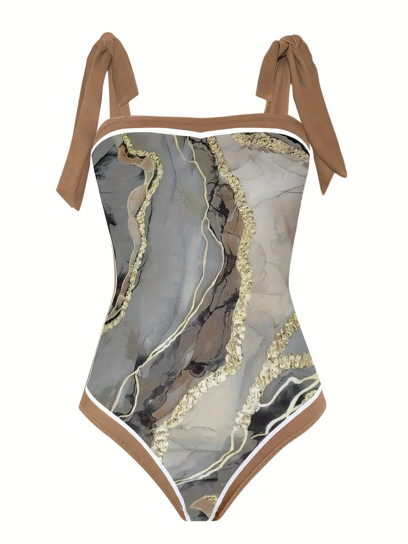LP | Elegante costume da bagno e gonna con stampa marmo in un unico pezzo