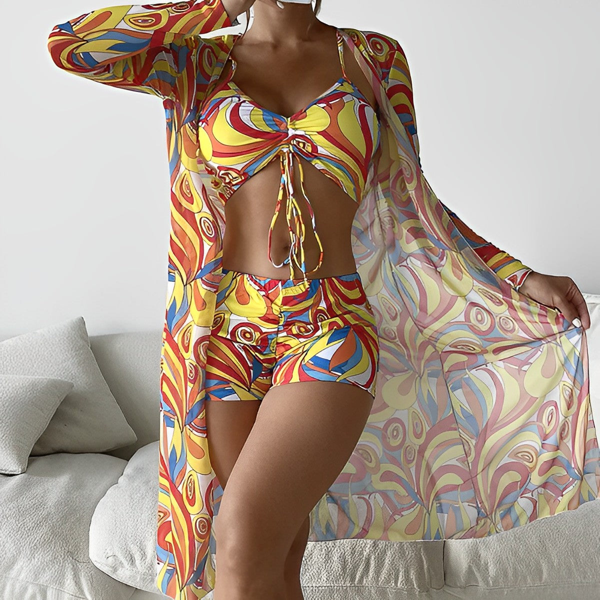 LP | Costume da bagno stampato con volute