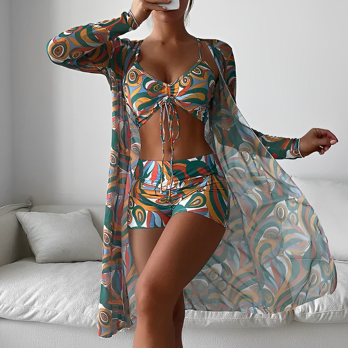 LP | Costume da bagno stampato con volute