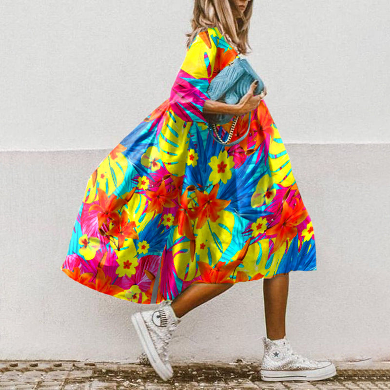 LP | Abito midi stampato con linea ad A