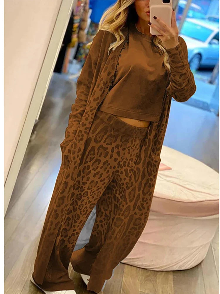 LP | Cardigan con stampa leopardo e pantaloni