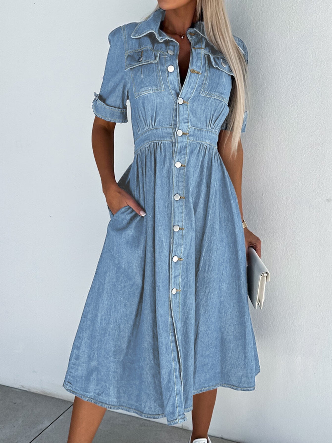 LP | Abito in denim professionale: Dolcevita patchwork solido