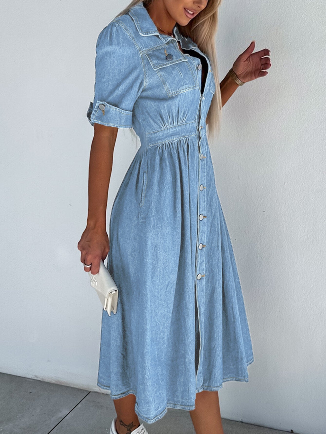 LP | Abito in denim professionale: Dolcevita patchwork solido