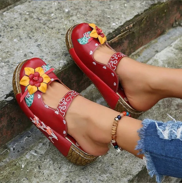 LP | Mocassini casual con suola spessa e motivo floreale