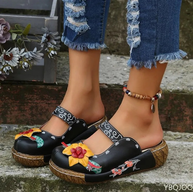 LP | Mocassini casual con suola spessa e motivo floreale