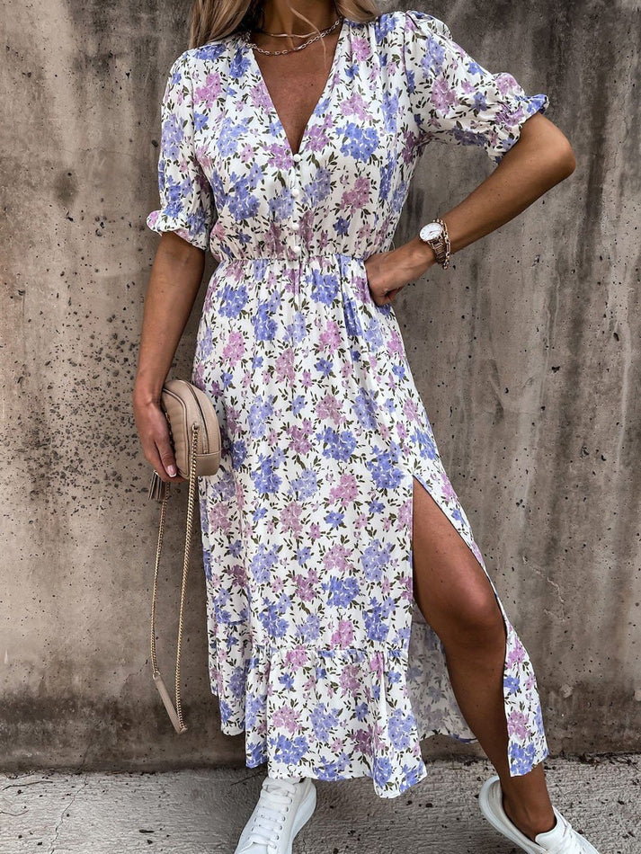 LP | Karen - Maxi abito a fantasia con scollo a V