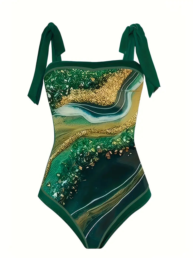LP | Elegante costume da bagno e gonna con stampa marmo in un unico pezzo