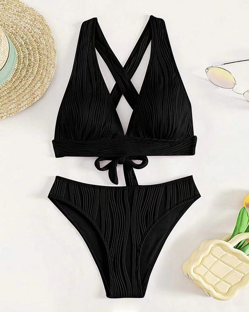 LP | Bikini sexy monocolore con profondo scollo a V