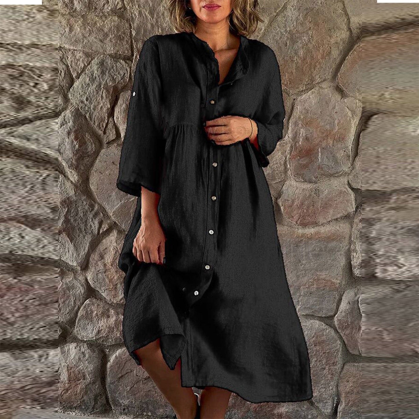 LP | Abito lungo casual in cotone e lino