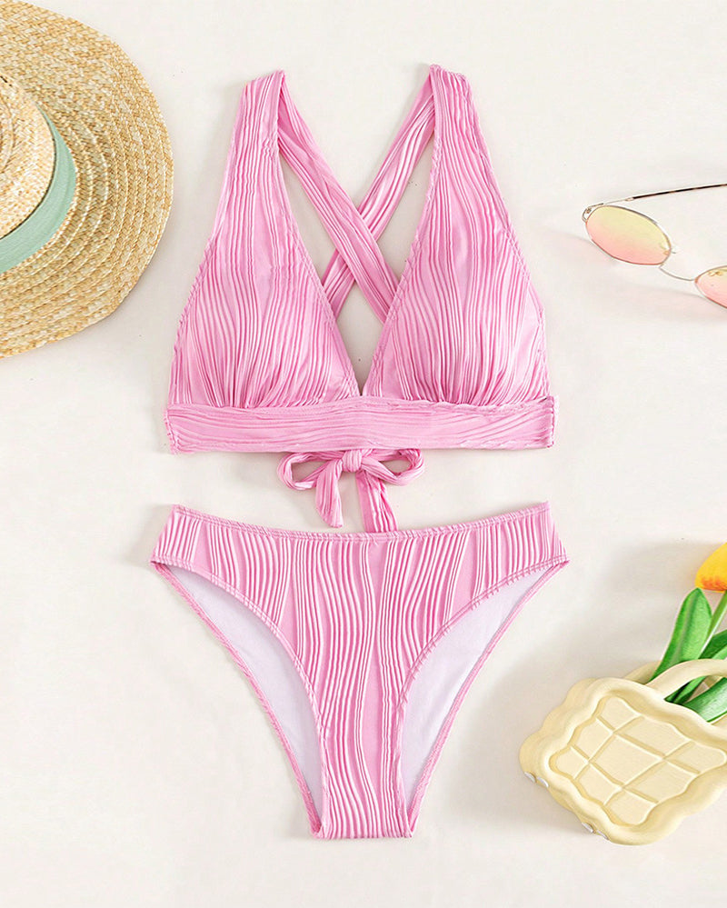 LP | Bikini sexy monocolore con profondo scollo a V
