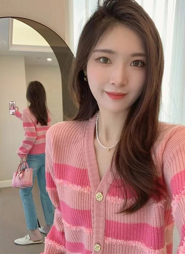 LP | Cardigan casual in maglia a righe