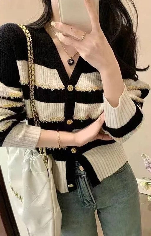LP | Cardigan casual in maglia a righe