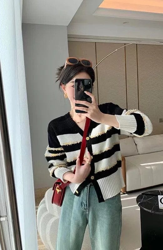 LP | Cardigan casual in maglia a righe