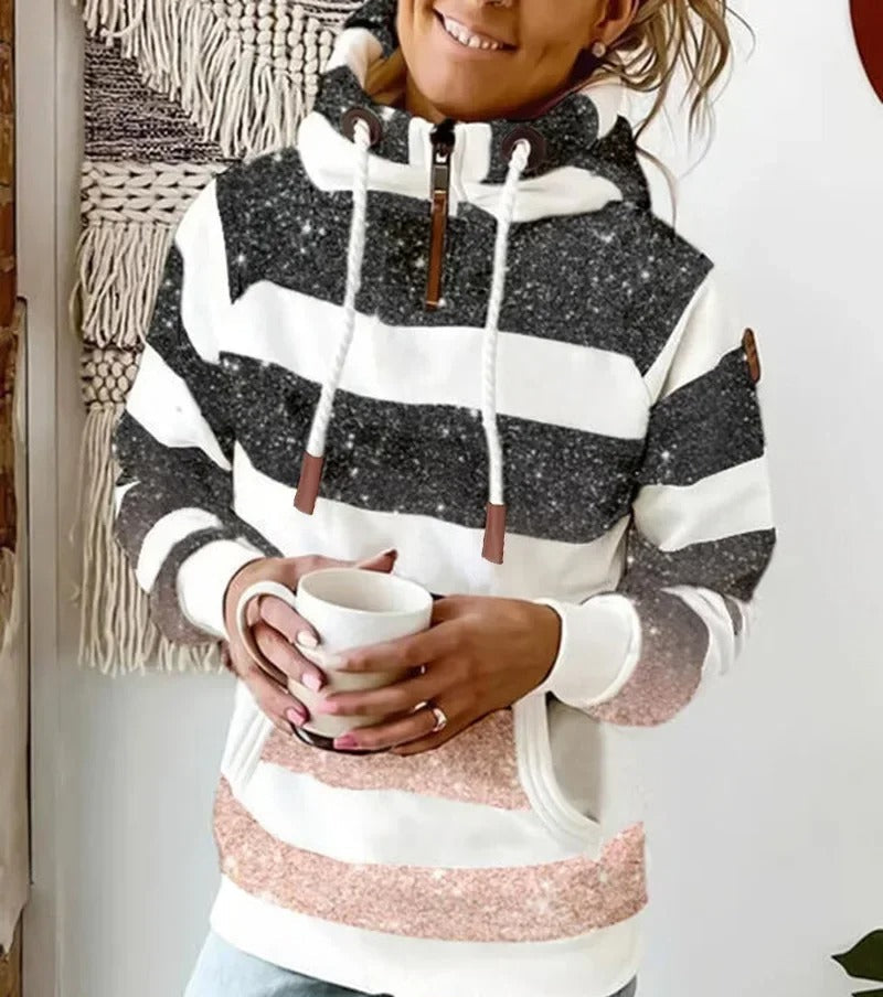 LP | Felpa con cappuccio a righe con coulisse