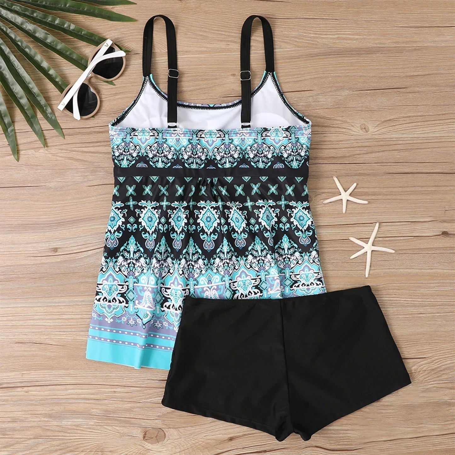 LP | Costume da bagno tankini stampato con scollo quadrato