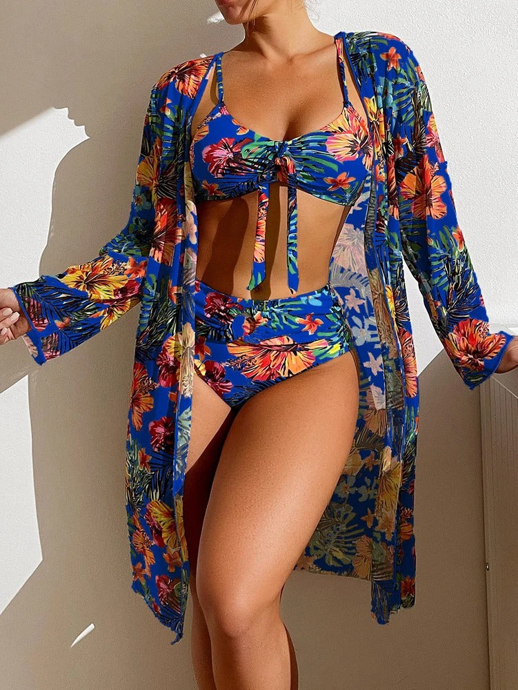 LP | Bikini 3 pezzi a fiori con copricostume