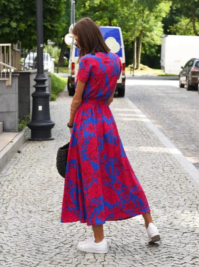 LP | Elegante abito midi estivo a fiori colorati