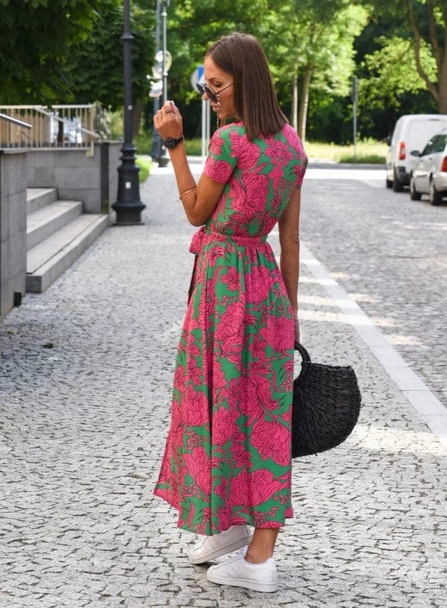 LP | Elegante abito midi estivo a fiori colorati