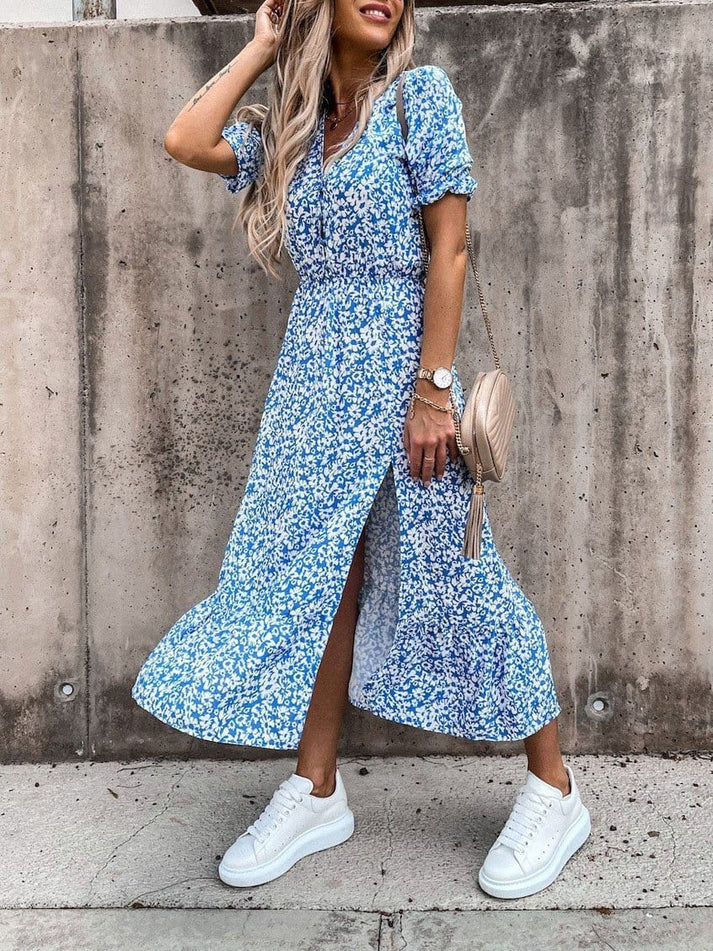 LP | Karen - Maxi abito a fantasia con scollo a V