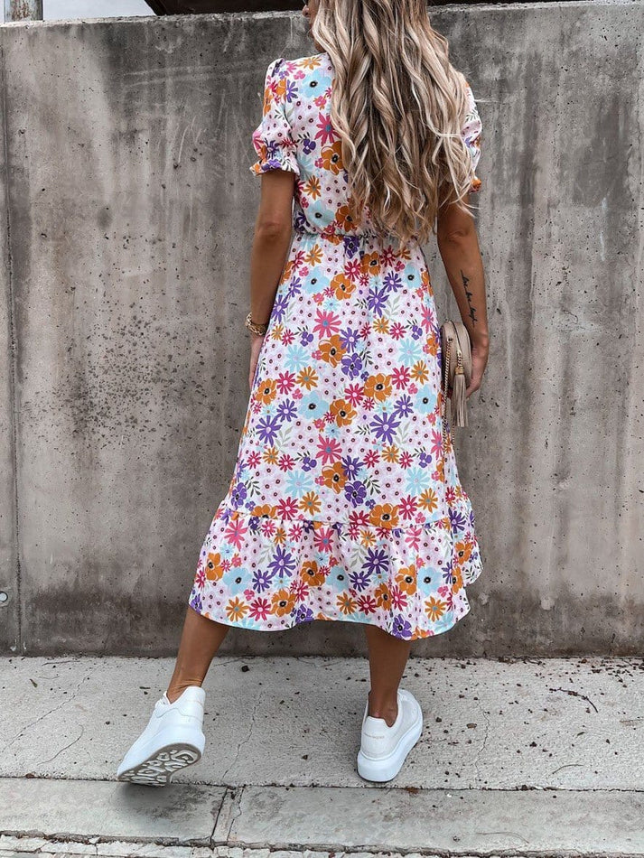 LP | Karen - Maxi abito a fantasia con scollo a V