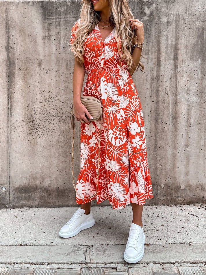 LP | Karen - Maxi abito a fantasia con scollo a V