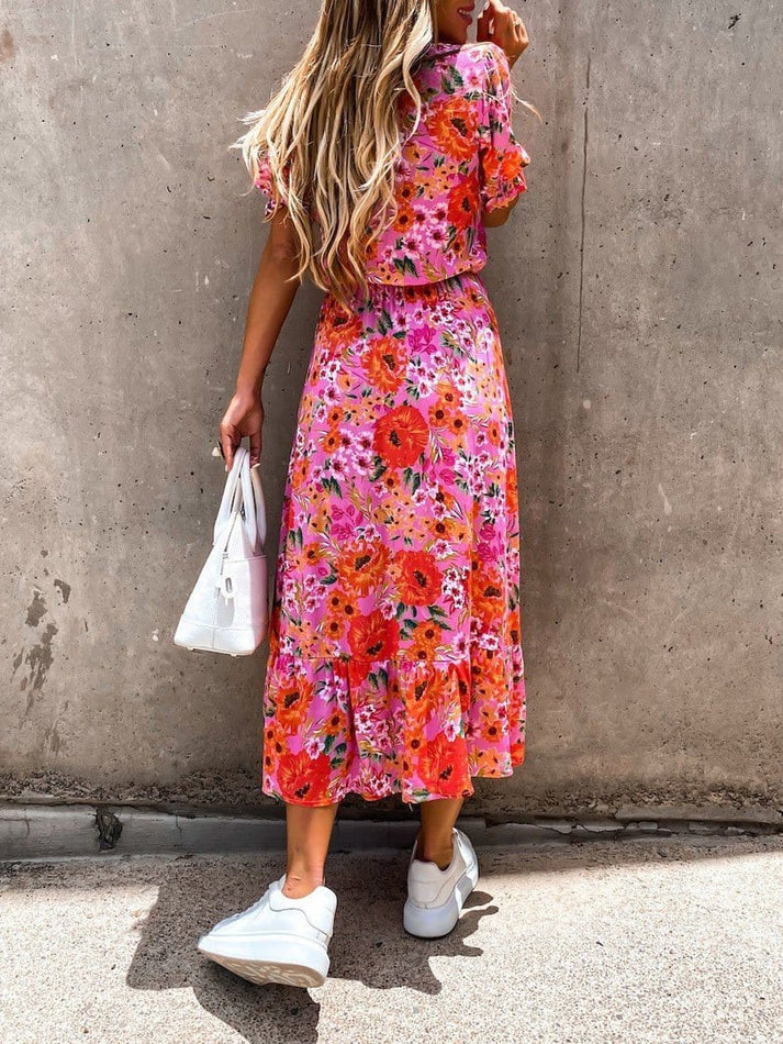 LP | Karen - Maxi abito a fantasia con scollo a V