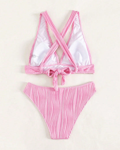 LP | Bikini sexy monocolore con profondo scollo a V