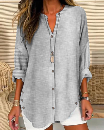 LP | Top alla moda con stampa a righe e scollo a V