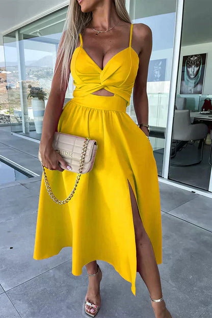 LP | Elegante abito midi con spacco e scollatura