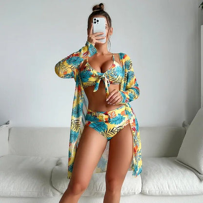 LP | Elegante bikini estivo a vita alta con motivo floreale