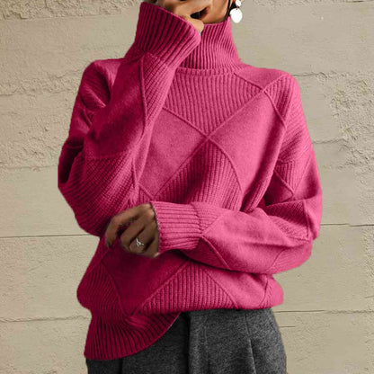 LP | Maglione chic a collo alto in maglia geometrica