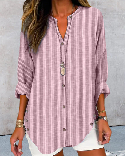 LP | Top alla moda con stampa a righe e scollo a V