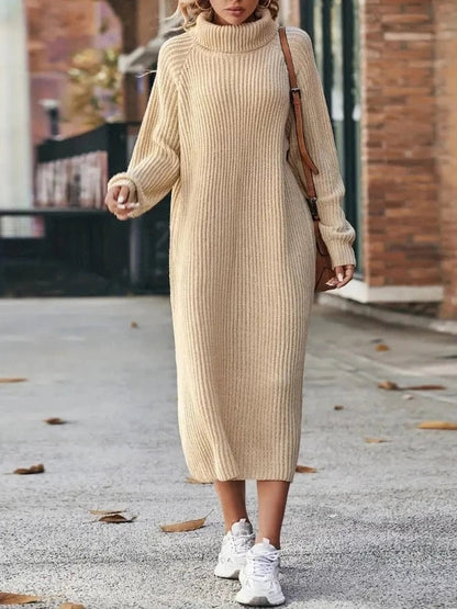 LP | Abito in maglia alla moda con collo alto e silhouette dritta