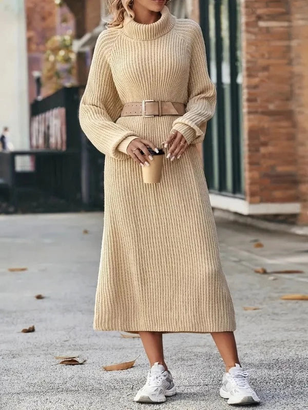 LP | Abito in maglia alla moda con collo alto e silhouette dritta