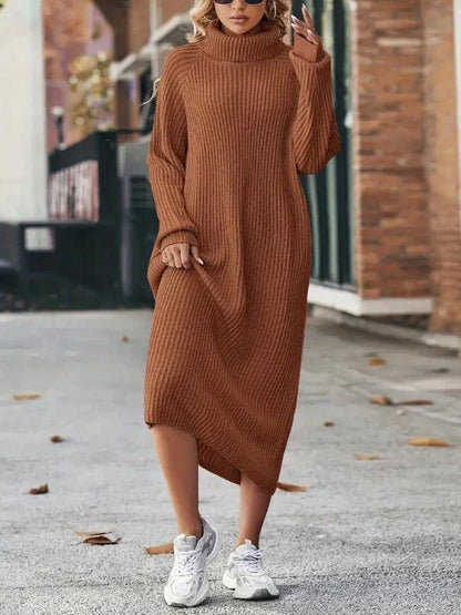 LP | Abito in maglia alla moda con collo alto e silhouette dritta