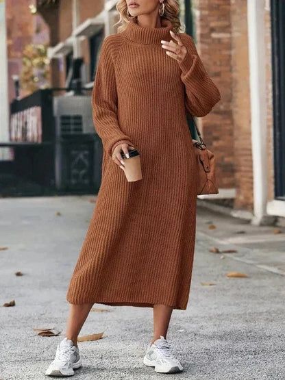 LP | Abito in maglia alla moda con collo alto e silhouette dritta