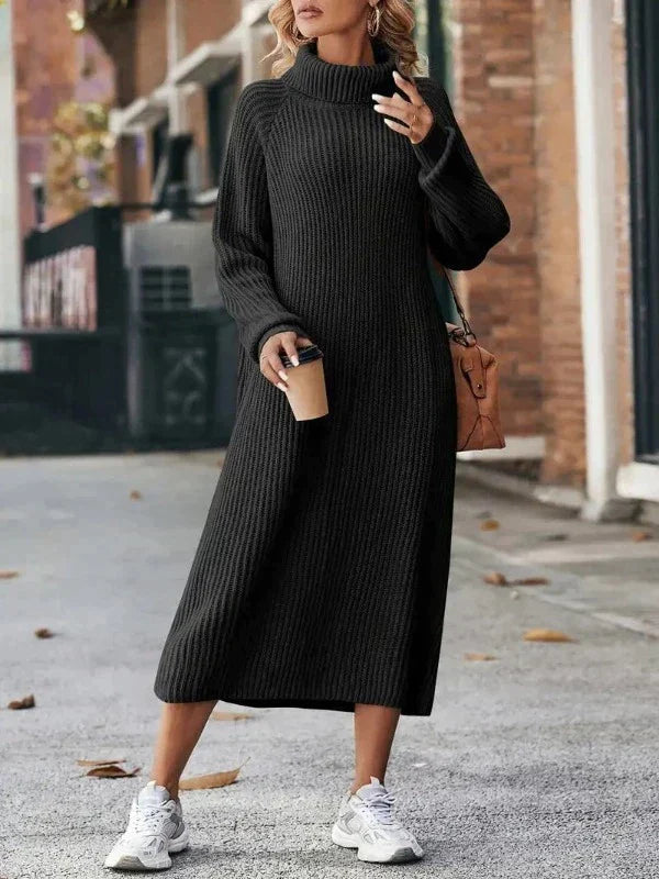 LP | Abito in maglia alla moda con collo alto e silhouette dritta