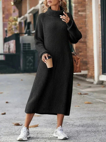 LP | Abito in maglia alla moda con collo alto e silhouette dritta