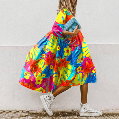 LP | Abito midi stampato con linea ad A